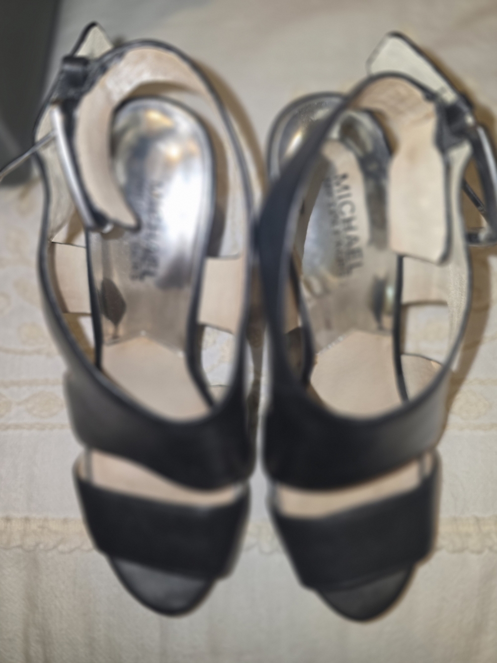Michael Kors Black Leather Open-Toe Ankle-Strap Heels